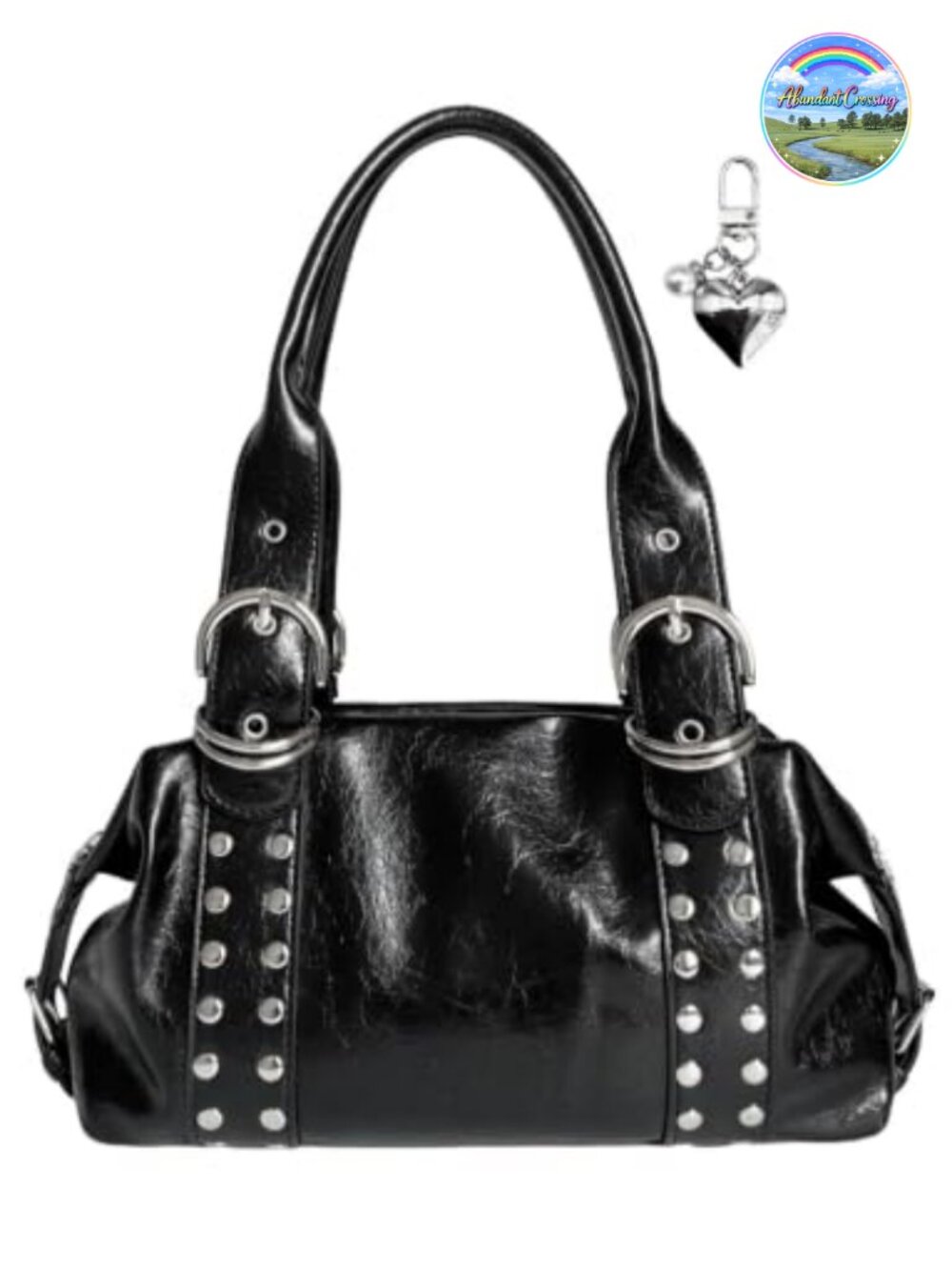 Studded Y2K Shoulder Bag Faux Leather Punk Vintage Handbag Grunge - Picture 1 of 5